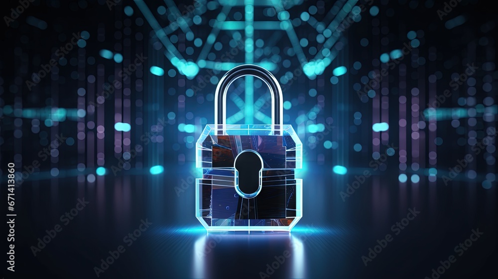 Leinwandbilder Protect user privacy network and private data access with padlock icon. Cyber security concept.