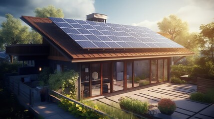 Solar panels on the roof, alternative electricity.