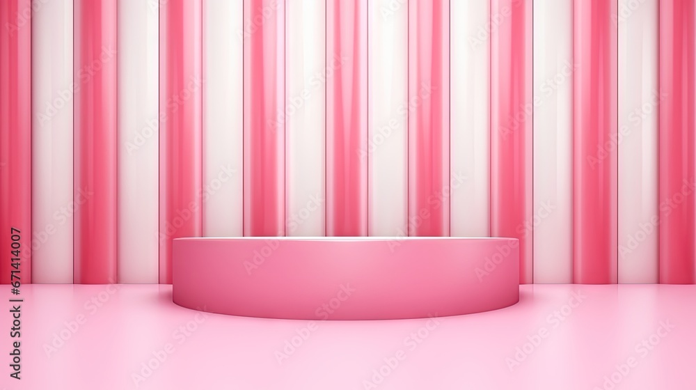 Aufkleber striped candy pink studio backdrop with empty space for your content