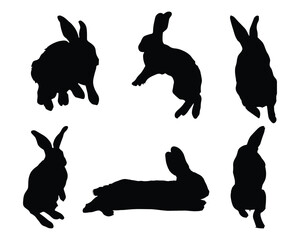 Rabbit Silhouette. Rabbit Vector Illustration.