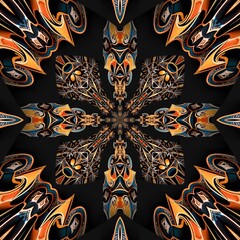  3D render kaleidoscope art pattern background tile