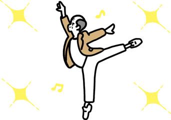 踊る高齢者の男性＿エクササイズ