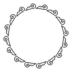 手書きの雲の囲みフレーム、円形、ベクター