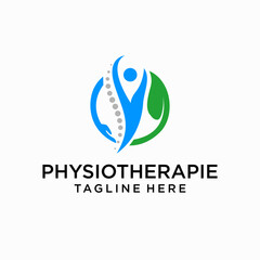 physical therapy design vector, physiotherapy logo design concept with hand and leaf nature healthy, medical icon.