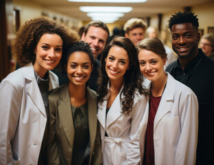 Group of medical staff posing for photo. Group portrait. Medical staff concept.