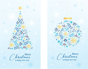 Luxury Christmas greeting card on pastel blue background