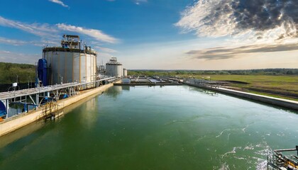  Industrial wastewater treatment plant purifying water before it is discharged 