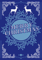 Vector illustration of Merry Christmas and Happy Holidays cards with New Year tree, reindeers, snowflakes, floral frames and backgrounds design. Modern universal artistic templates.social media,church