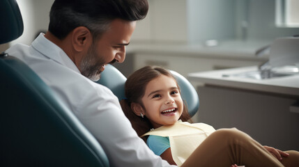 Little girl smiling while dentist check up at clinic