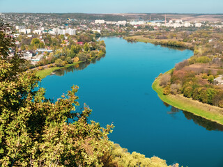 Fototapeta na wymiar Moldova Soroca. View of the Dniester River from above
