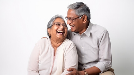 Senior indian couple giving happy expression. - obrazy, fototapety, plakaty