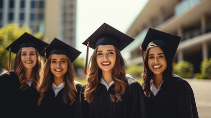 Obraz premium A group of girl graduates student, smiling