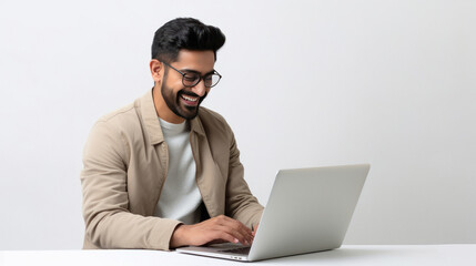 young indian man using laptop