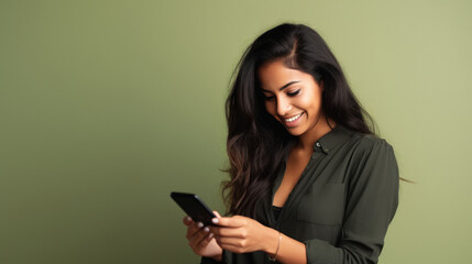 Fototapeta premium young indian woman using smartphone