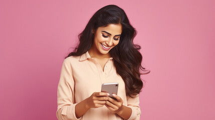 young indian woman using smartphone