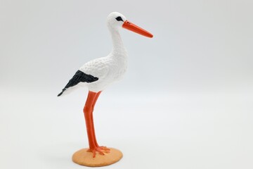 White stork miniature plasticine figurine