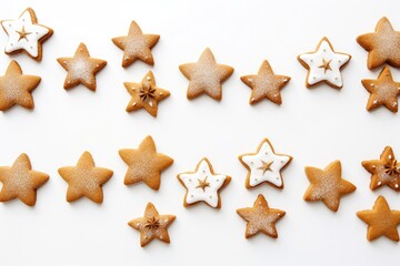 Fototapeta na wymiar Set of christmas homemade gingerbread cookies isolated on the white background. Generative AI