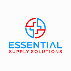 Fototapeta premium essential supply solutions medical plus logo vector recovery icon template