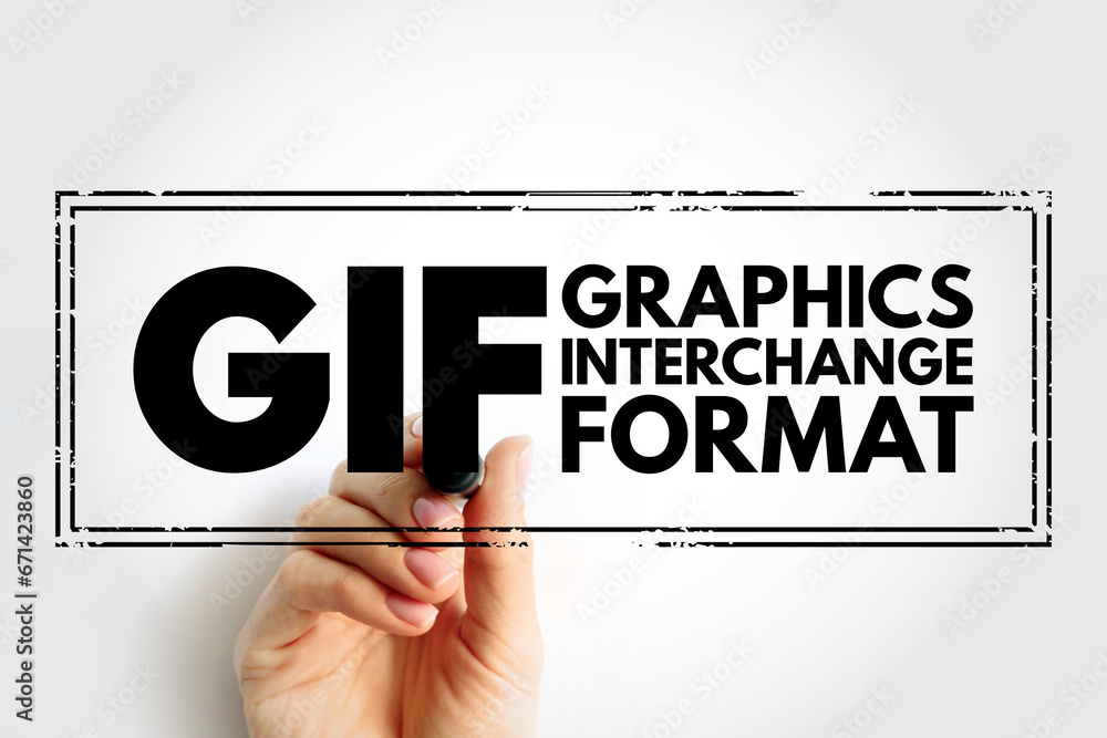 Poster gif graphics interchange format - type of bitmap image format, acronym text stamp concept background