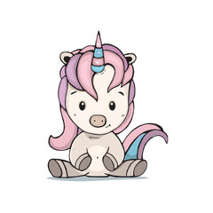 cute pink unicorn sit vector. cute pink unicorn sit vector legs apart