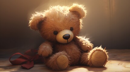 A captivating digital illustration of a teddy bear that radiates comfort and nostalgia, highlighting its plush fur, stitched features, and lifelike charm, as if taken with an HD camera
