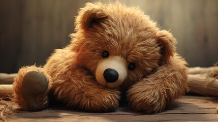 A detailed and heartwarming digital image of a classic teddy bear, capturing its comforting qualities, soft fur, and lifelike charm,