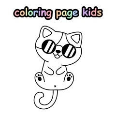 cat with glasses coloring page kids
