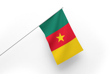 3d illustration flag of Cameroon. Cameroon flag waving isolated on white background with clipping path. flag frame with empty space for your text.