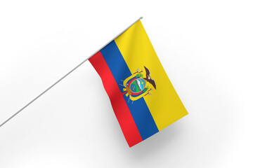 3d illustration flag of Ecuador. Ecuador flag waving isolated on white background with clipping path. flag frame with empty space for your text.