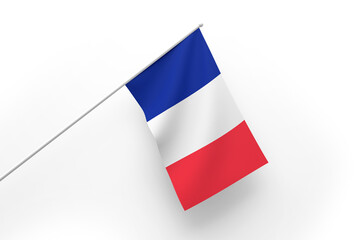 3d illustration flag of France. France flag waving isolated on white background with clipping path. flag frame with empty space for your text.