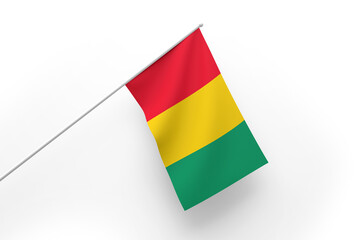 3d illustration flag of Guinea. Guinea flag waving isolated on white background with clipping path. flag frame with empty space for your text.