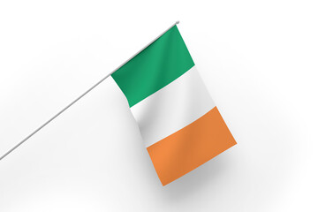 3d illustration flag of Ireland. Ireland flag waving isolated on white background with clipping path. flag frame with empty space for your text.
