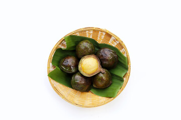 Djenkol fruit bean on white background