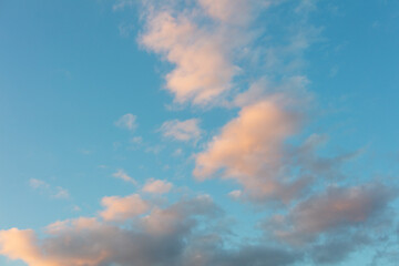 Colorful clouds on the blue sky at sunset