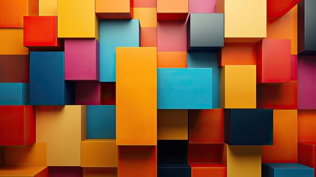 Cubes multi couleurs superposés avec un effet graphique © jp