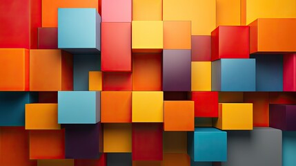 Cubes  multi couleurs superposés avec un effet graphique