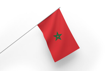 3d illustration flag of Morocco. Morocco flag waving isolated on white background with clipping path. flag frame with empty space for your text.