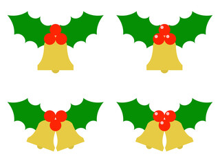 クリスマスヒイラギとベルアイコンセットC