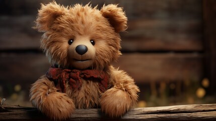 A realistic digital depiction of a teddy bear with a warm and friendly demeanor, capturing its lifelike qualities and endearing presence, akin to an HD photograph