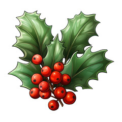 Holly Green leaves with red berries for Christmas..