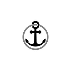 Anchor icon logo circular silhouette isolated on white background