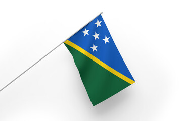 3d illustration flag of Solomon Islands. Solomon Islands flag waving isolated on white background with clipping path. flag frame with empty space for your text.