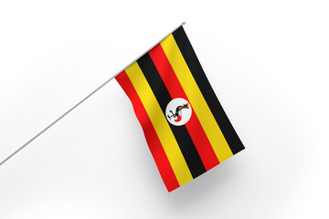3d illustration flag of Uganda. Uganda flag waving isolated on white background with clipping path. flag frame with empty space for your text.