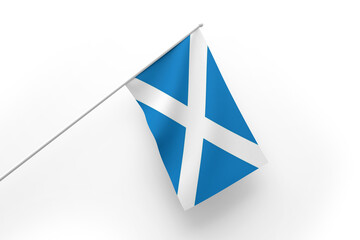 3d illustration flag of Scotland. Scotland flag waving isolated on white background with clipping path. flag frame with empty space for your text.