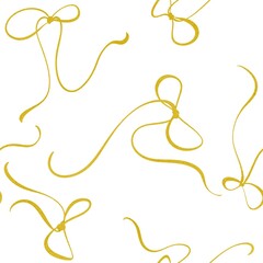 Stripped bows with a thin golden bows. Seamless pattern