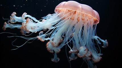 Ethereal deep sea waltz Majestic jellyfish floating in the vast oceanic abyss