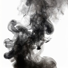 Black dark smoke isolated on white , generated by AI