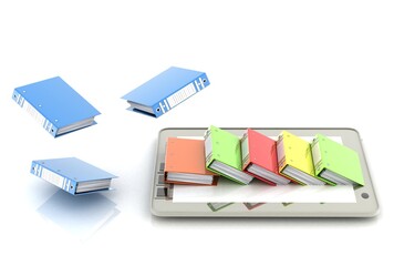 computer (documents folder).3d Render Illustration.