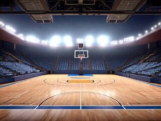 view of basketball court from grandstand. - obrazy, fototapety, plakaty
