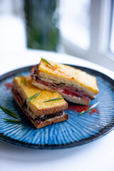 Grilled Cheese Sandwiches on Blue Plate